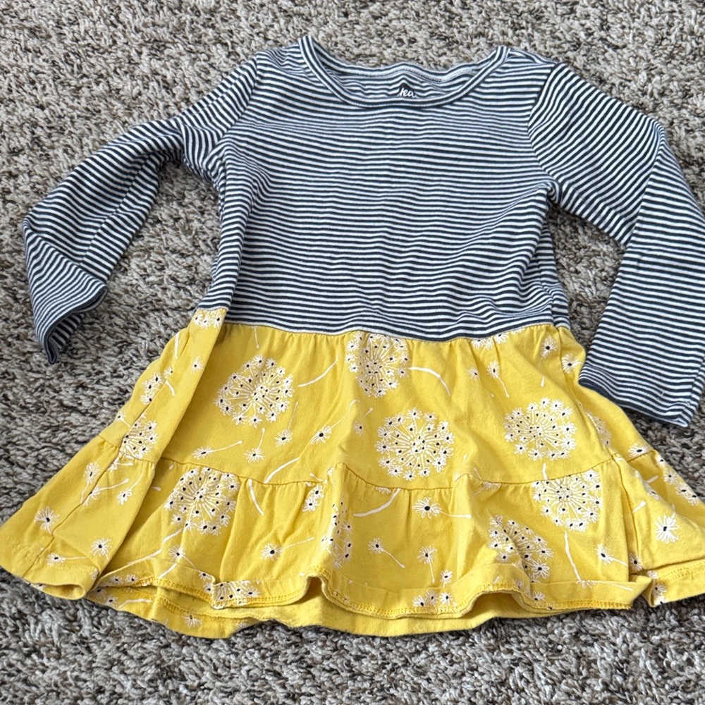 Tea Collection Striped and Floral Yellow Dress